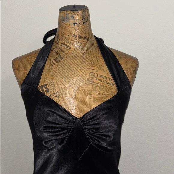 Jessica McClintock Gunne Sax black satin maxi dress vintage size 5/6 xs withcy - Picture 3 of 13